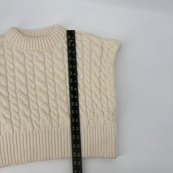 Zara Womens Size Small Ivory Cable Knit Pullover Cropped Sweater Vest - Picture 9 of 9